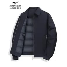 [Forro de algodão fino] Jaqueta de lapela antiestática de sete lobos masculina outono inverno novo estilo jaqueta admini