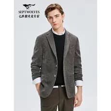 [Chenille] Sete Lobos Terno Casual Masculino Primavera Outono Novo Estilo Moda Negócios Formal Desgaste Banco de Trabalh