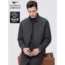 [54.9% lã] sete lobo lã gola jaqueta masculina 2025 inverno novo estilo negócios quente jaqueta grossa