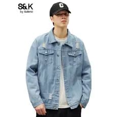 Benilo SK Primavera Novo Estilo Casual Masculino Rasgado Jaqueta Jeans Primavera Verão Masculino Solto Top Roupas YS