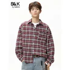 Benilo SK Xadrez Camisa de Manga Comprida Masculina 2026 Verão Novo Estilo Solto Casual All-Match Moda Jaqueta Masculina