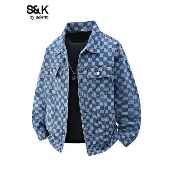 Benilo SK primavera novo estilo Casual masculino xadrez Denim jaqueta primavera verão masculino solto roupas superiores