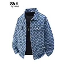 Benilo SK primavera novo estilo Casual masculino xadrez Denim jaqueta primavera verão masculino solto roupas superiores