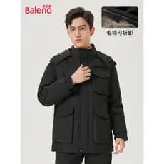 Jaqueta masculina Benilo com capuz e gola de pele 2025 novo estilo moda inverno jaqueta quente DX