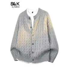 Benilo SK High-End Twist Cardigan Suéter Jaqueta Masculina Primavera Novo Estilo Cor Sólida All-Match Roupas Top de Malh