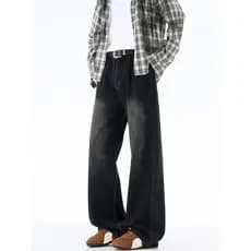 Hunpo calças masculinas novo estilo solto em linha reta solto Jeans americano outono Machete cleanfit calças