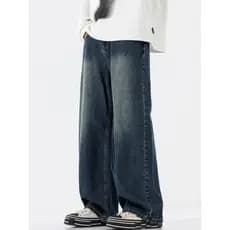 Calças de brim de caça masculinas verão novo estilo calças na moda americano Casual solto meninos Retro calças retas