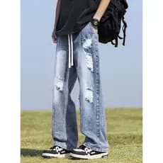 Jeans rasgados homens americano cleanfit novos homens calças retas outono Machete meninos calças soltas