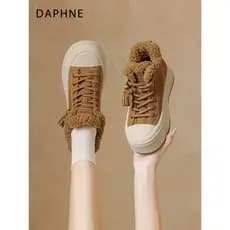 Daphne forro de lã quente sapatos grandes de algodão feminino 2026 inverno novo estilo aumentando sapatos femininos casu
