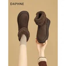 Daphne botas de neve flangeadas de sola grossa mulheres 2026 inverno novo estilo botas curtas de lã sapatos de algodão q