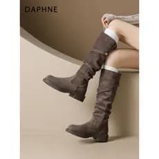 Daphne Meirard botas 2026 verão novo estilo botas de lã de lã de sola grossa botas de cavaleiro botas ocidentais feminin