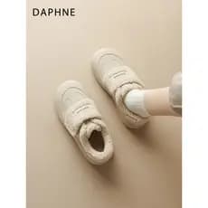 Daphne botas de neve com sola grossa, sapatos femininos de dedo grande 2026, novo estilo de inverno com Velcro e algodão