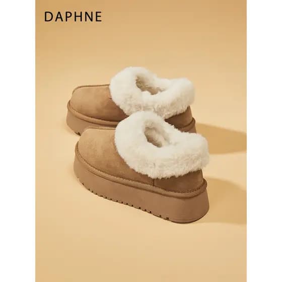 Daphne botas de neve de lã de sola grossa feminina 2025 novo estilo inverno sapatos de algodão quente deslizamento em sa