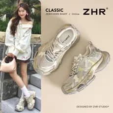 ZHR papai sapatos femininos 2026 novo estilo verão sola grossa aumentando tênis leve malha de sola macia respirável sapa