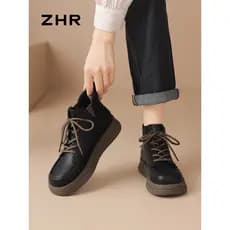 Botas Martin de sola grossa femininas 2026 primavera outono novo estilo estilo britânico botas curtas pretas com cadarço
