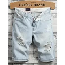 Shorts Jeans masculino verão estilo fino 2026 novo estilo rasgado calças cortadas de comprimento médio calças de cinco p