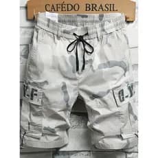 Shorts curtos masculinos verão estilo fino 2026 novo estilo camuflagem macacão masculino exterior Wear cortado cinco pon