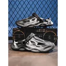 Tamanho grande buraco sapatos estilo masculino verão exterior Wear Anti-deslizamento desodorante Toe-coberto chinelos es