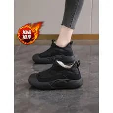 Velho pequim sapatos de algodão feminino inverno velo-velo quente um Pedal mãe sapatos antiderrapante macio assim