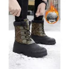 Botas de neve russas masculinas inverno nordeste forro de lã engrossado quente grande sapatos de algodão ao ar livre cam