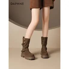 Daphne botas ocidentais botas femininas 2026 novo estilo verão Super quente botas sapatos marrom meados de tubo botas cu