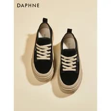 Daphne preto tênis sapatos femininos 2026 novo estilo plataforma de couro genuíno verão sapatos de lona plataforma espor