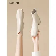 Daphne botas curtas de salto alto botas femininas 2026 novo estilo verão venda quente salto grosso branco botas finas fr