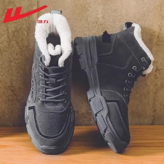 Puxar para trás sapatos de algodão masculino inverno quente forro de lã Martin botas de ferramentas masculinas dois sapa
