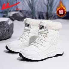 Puxar para trás botas de neve femininas 2025 novo estilo inverno forro de lã sapatos femininos sapatos quentes à prova d