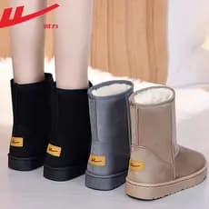 Puxar para trás botas de neve feminino 2025 novo estilo inverno velo engrossado outono inverno neve algodão botas femini