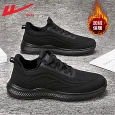 Puxar para trás sapatos masculinos outono inverno forro de lã quente sapatos de algodão preto sapatos de corrida masculi