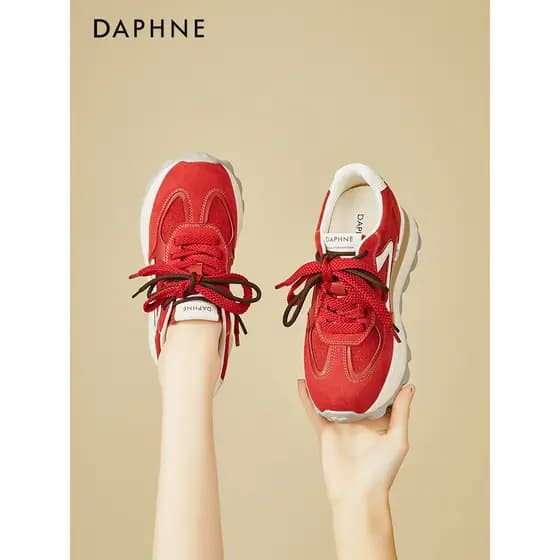 Daphne vermelho interior aumentando sapatos de treinamento Moral feminino primavera 2026 novo All-Match sapatos esportiv