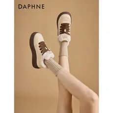 Daphne botas de neve de sola grossa feminina 2026 novo estilo inverno velo engrossado sapatos de pele sapatos de algodão