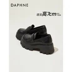 Daphne couro genuíno mocassins de sola grossa feminino 2026 novo estilo verão aumentando pequenos sapatos de couro preto