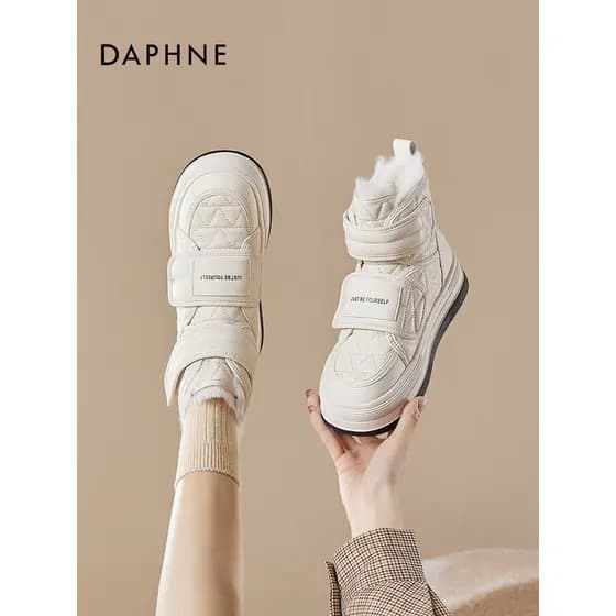 Daphne botas de neve de sola grossa mulheres inverno velo sapatos de algodão quente 2026 novo estilo nordeste pão sapato