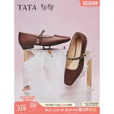 TATA Hehe Sapatos femininos Tarde Manor Temperamento Francês Preto Mary Jane Sapatos Novo Estilo Sapatos Commuter YRU01C