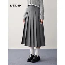 Le Ding Estilo Preppy Saia Longa Plissada Feminina Estilo Quatro Estações Saia Bordada Terno Saia Estilo JK Saia Plissad