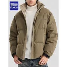 Lomon jaqueta curta masculina inverno engrossado quente quente casal pão jaqueta pato para baixo gola jaqueta masculina
