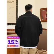 THE PANG Street Wear plus Size roupas masculinas primavera outono gordo falso camurça jaqueta masculina solta gola alta