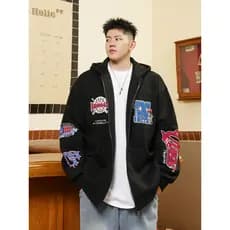 THE PANG Street Wear plus size roupas masculinas primavera outono gordura solta Cardigan com capuz moletom masculino mai