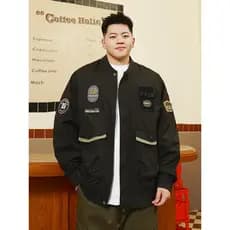 THE PANG Street Wear Plus Size Masculino Primavera Outono Gordo Solto Casual Gola de Beisebol Jaqueta Bomber Americana M