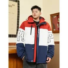 THE PANG Street Wear Plus Size Roupas Masculinas Gordo Inverno Solto Roupas de Algodão com Capuz Masculino Contraste Cor