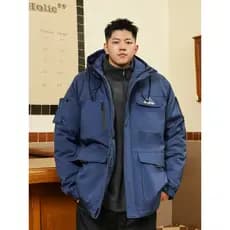 [90 Down] THE PANG Street Wear Plus Size Masculino Desgaste Macacão Gordo Jaqueta Com Capuz Masculino Solto Desgaste de