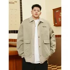 THE PANG Street Wear Plus Size Masculino Primavera Outono Gordo Plus Gordo Plus Solto Casual Lapela Jaqueta Camisa Estil
