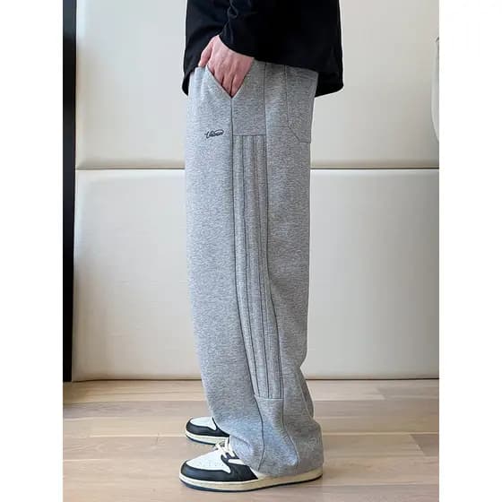 THE PANG Street Wear Plus Size masculino primavera outono gordura solta reta calças casuais calças de moletom de malha m