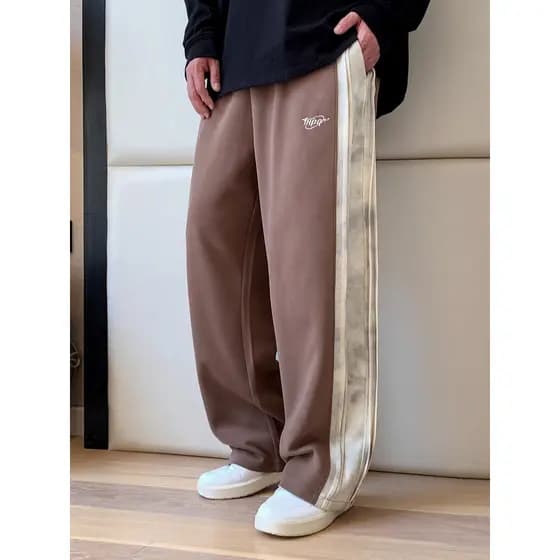 THE PANG Street Wear Plus Size Masculino Primavera Outono Gordura Solta Reta Calça Casual Masculina Moda Costura Calças