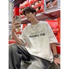 Camiseta americana de manga curta masculina verão 2026 novo estilo Street Wear Tie-Dye Design Casual em torno do pescoço