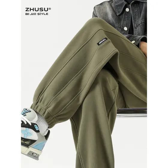 Nano veludo nível 7 calças à prova de vento outono inverno calças soltas masculinas esportes Sweatpants novo estilo meni