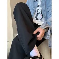 Calças masculinas estilo outono inverno solto Drape calças retas calças casuais inverno novo estilo preto calças esporti