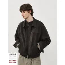 714street American Suede Detroit Jaqueta Masculina 2025 Outono Inverno Estilo Velho Dinheiro Desgaste Jaqueta Cargo